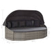 Loungebed met luifel poly rattan grijs