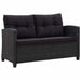 Tuinbank 2-zits met kussens 124 cm poly rattan zwart