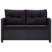 Tuinbank 2-zits met kussens 124 cm poly rattan zwart