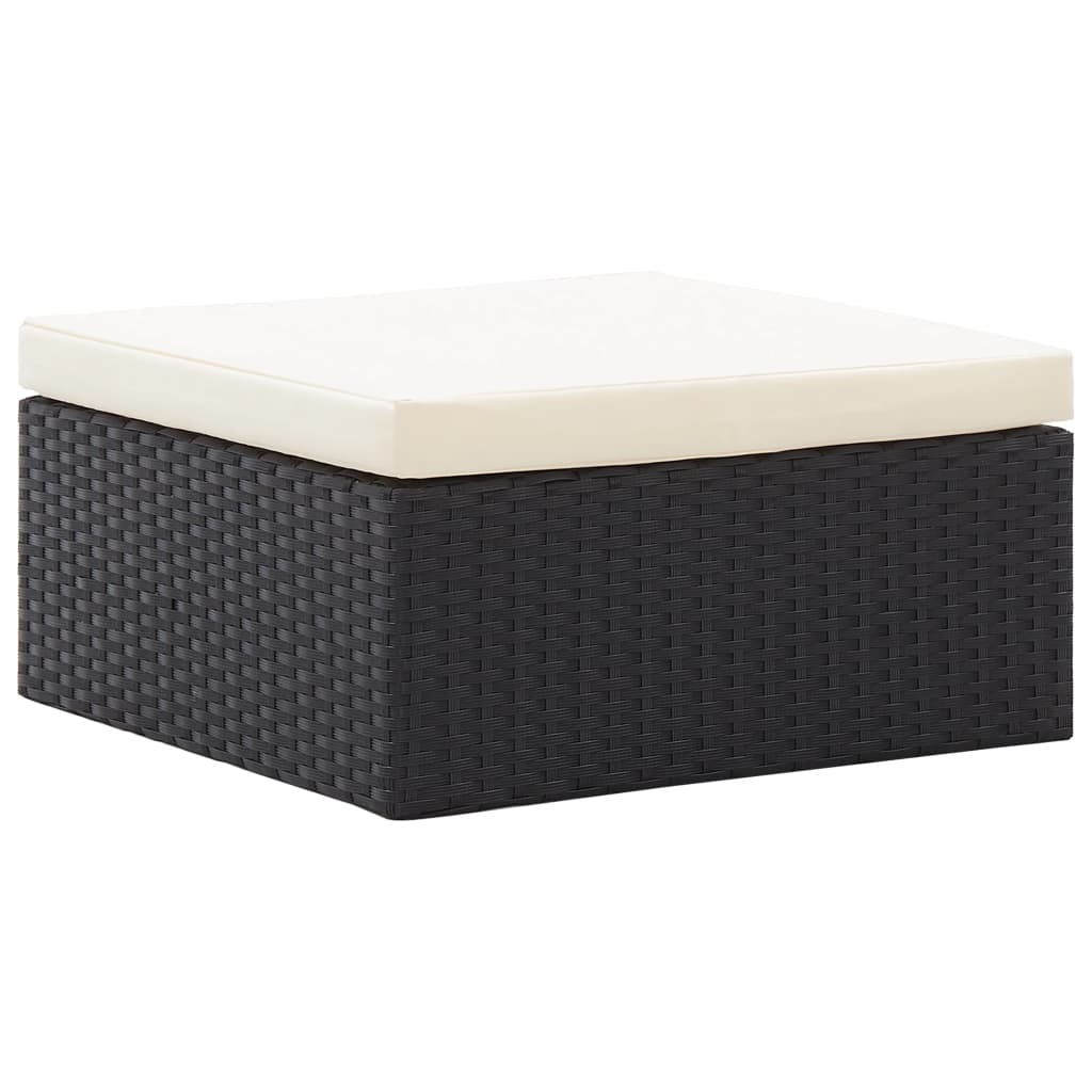 Tuinbed met luifel poly rattan zwart