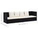 Tuinbed met kussens poly rattan zwart