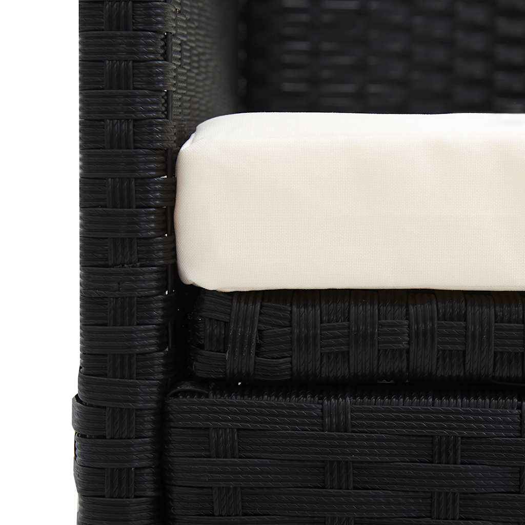 Tuinbed met kussens poly rattan zwart
