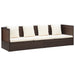 Tuinbed met kussens poly rattan bruin
