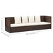 Tuinbed met kussens poly rattan bruin