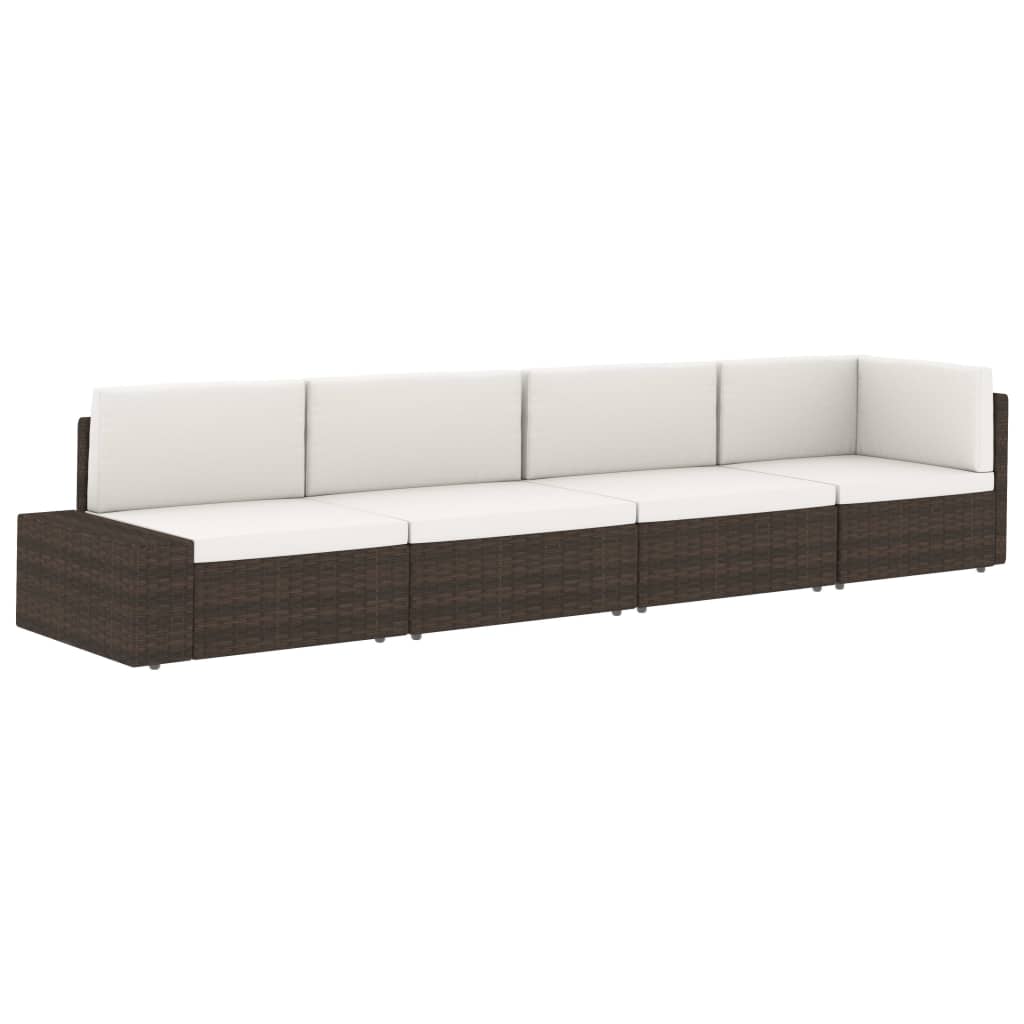 Middenbank sectioneel poly rattan zwart
