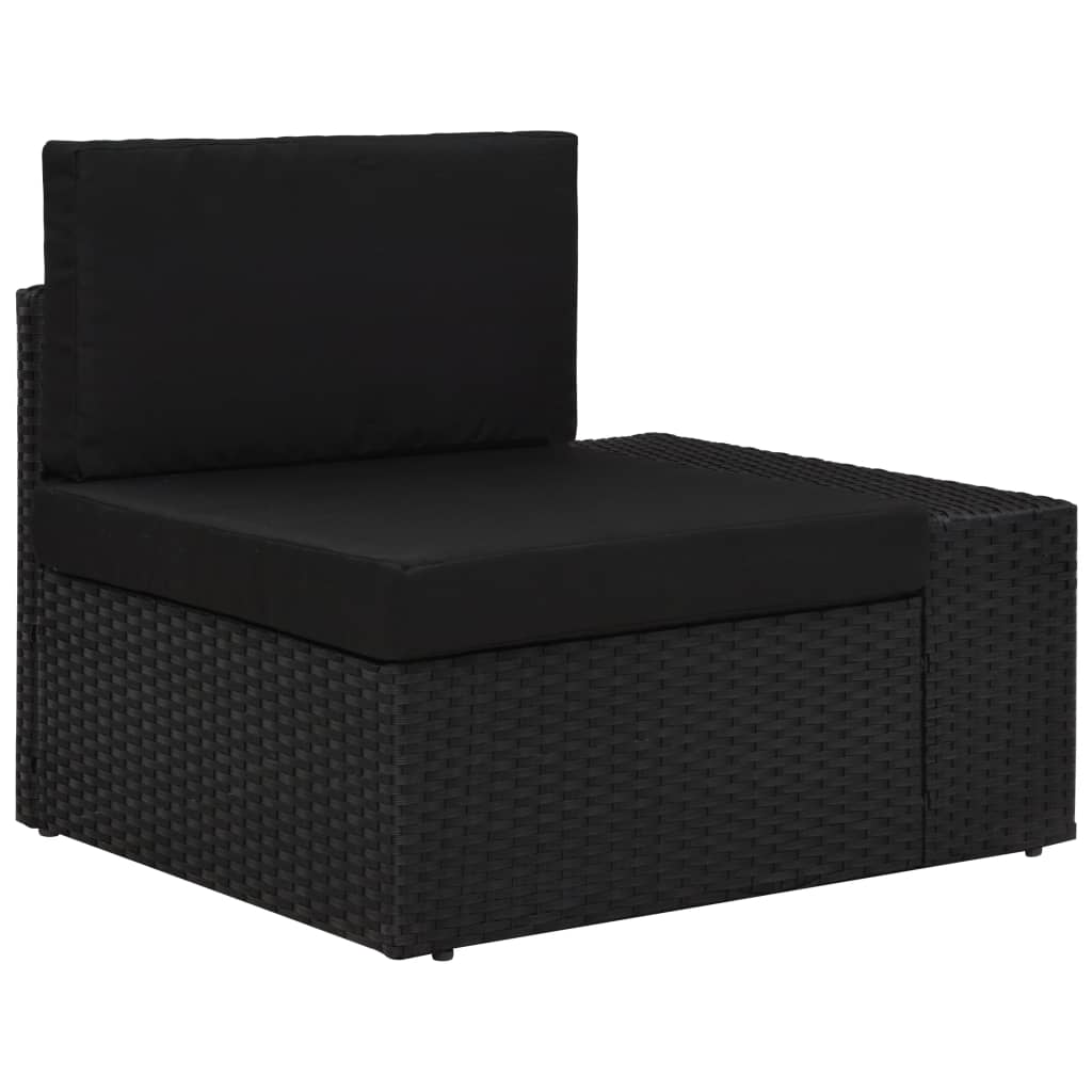 Hoekbank Met Linkerarmleuning Sectioneel Poly Rattan Zwart 1 Hoekbank (linkerarmleuning)