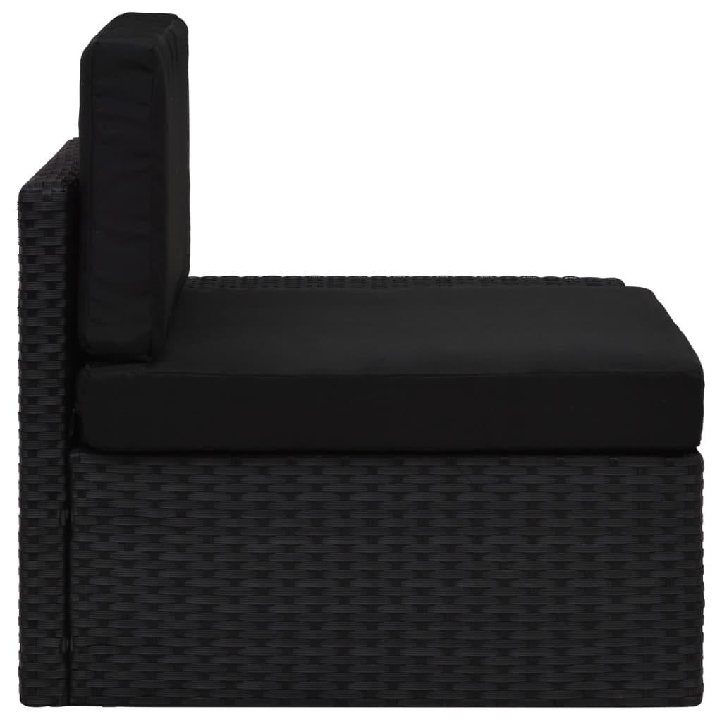 Hoekbank Met Linkerarmleuning Sectioneel Poly Rattan Zwart 1 Hoekbank (linkerarmleuning)