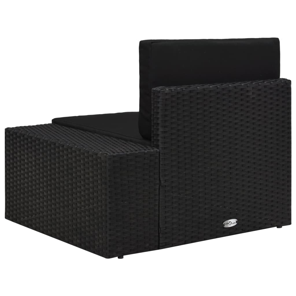 Hoekbank Met Linkerarmleuning Sectioneel Poly Rattan Zwart 1 Hoekbank (linkerarmleuning)
