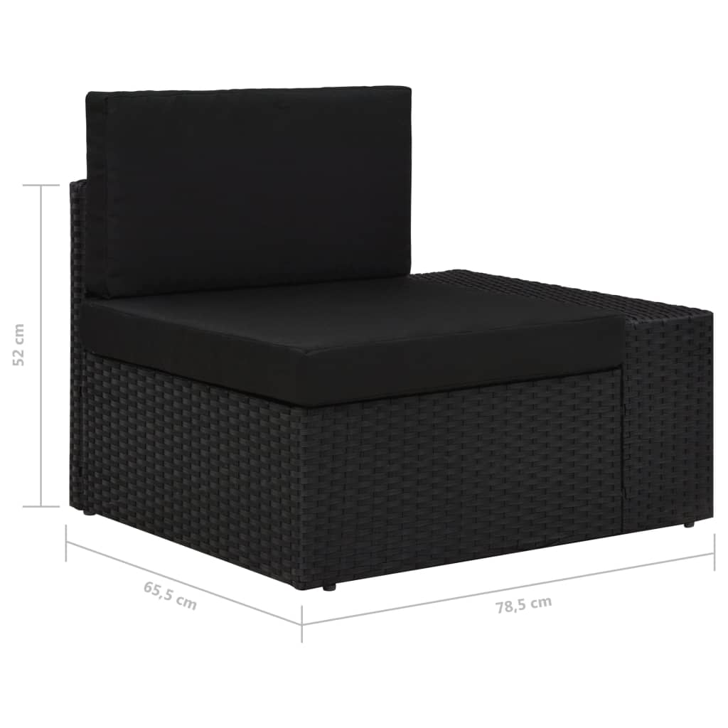 Hoekbank Met Linkerarmleuning Sectioneel Poly Rattan Zwart 1 Hoekbank (linkerarmleuning)