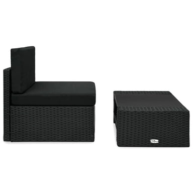 2-Delige Loungeset Poly Rattan Zwart 1 Middenbank + salontafel