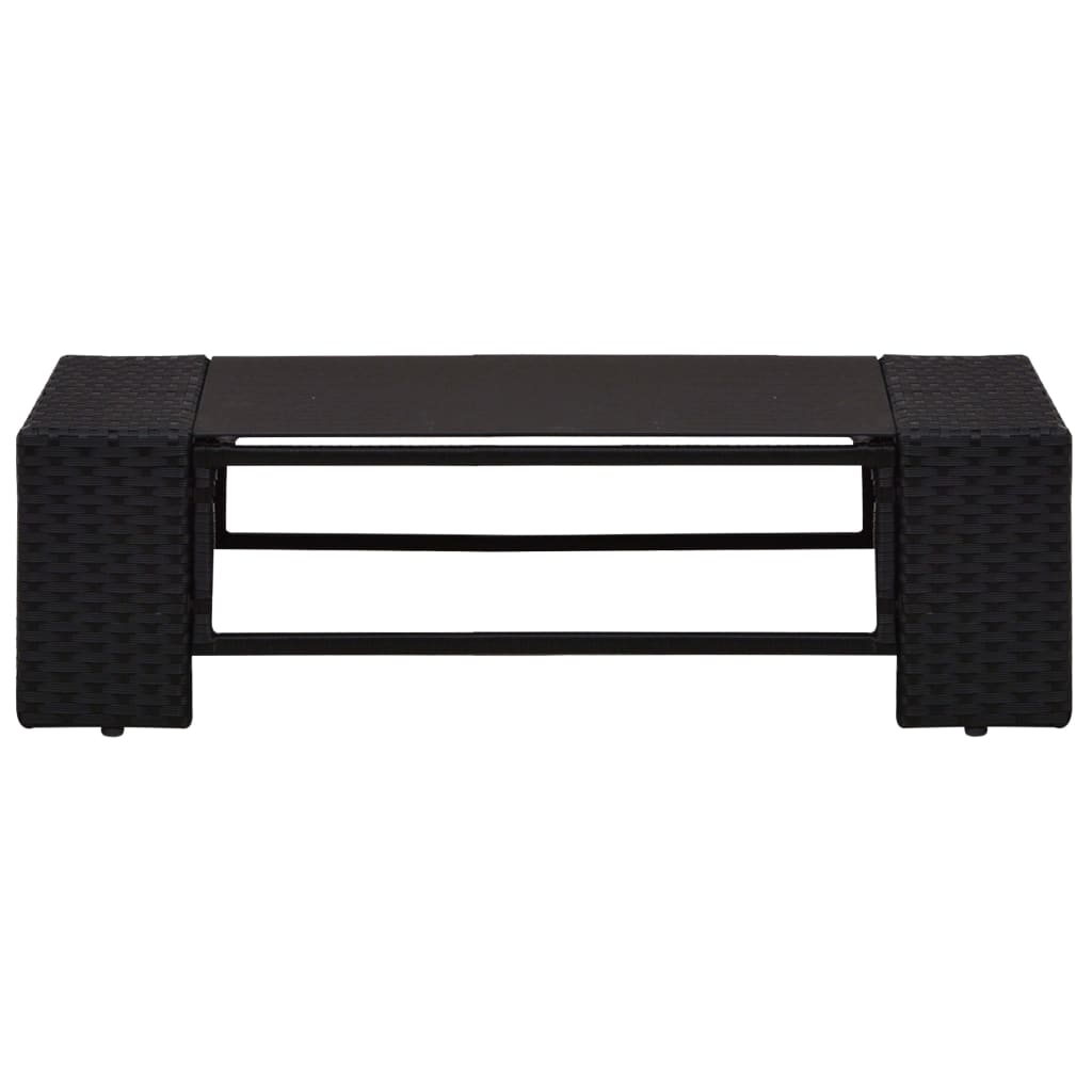 2-Delige Loungeset Poly Rattan Zwart 1 Middenbank + salontafel