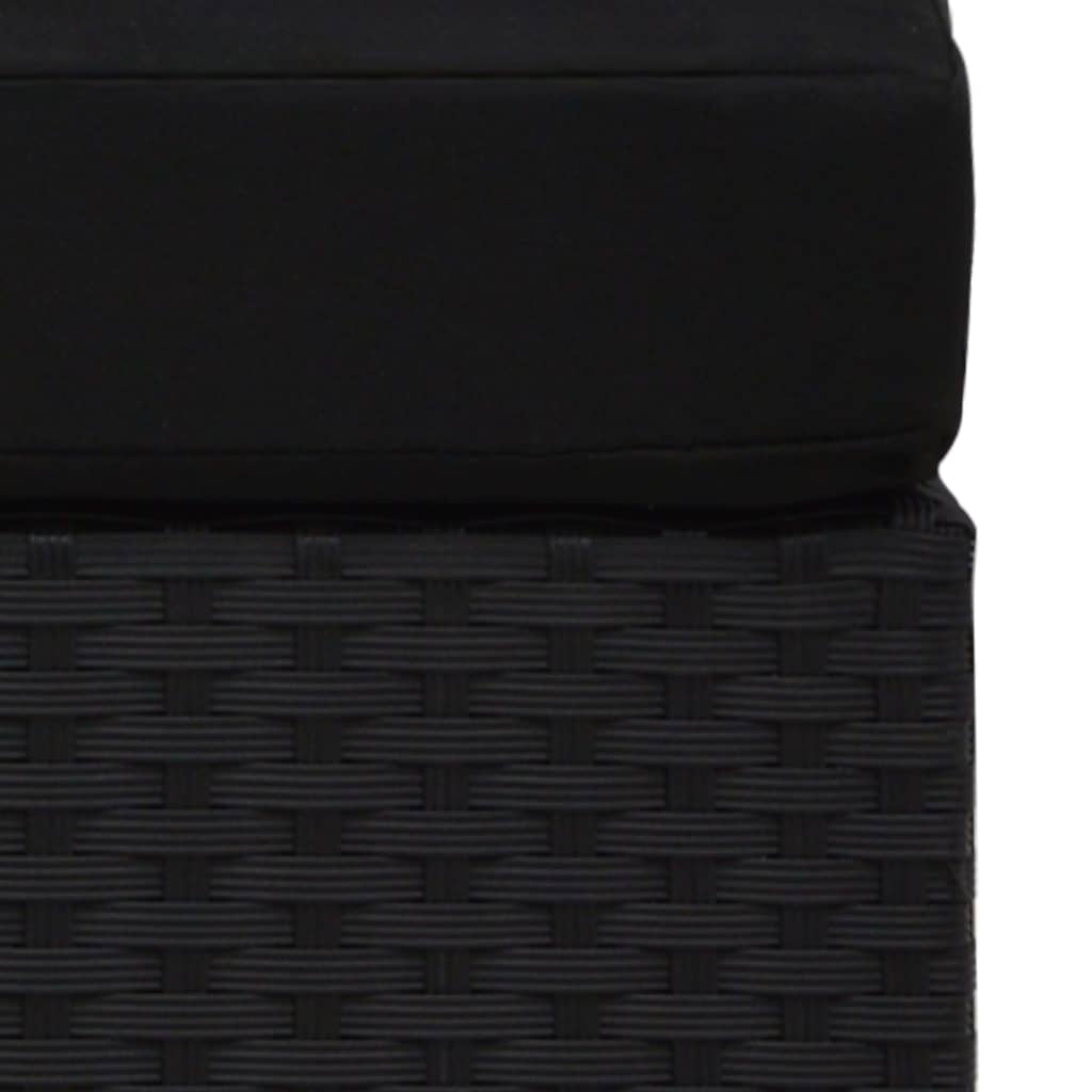 2-Delige Loungeset Poly Rattan Zwart 1 Middenbank + salontafel