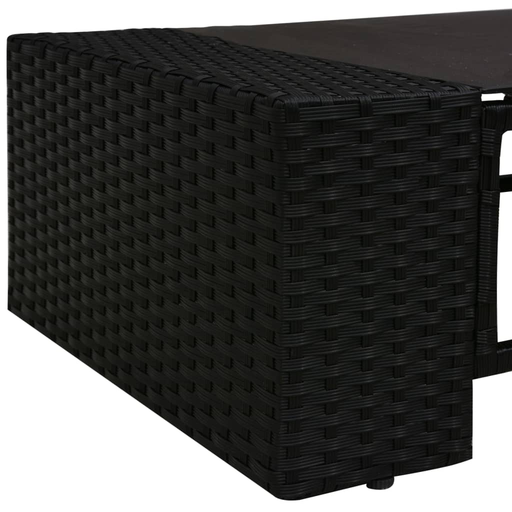 2-Delige Loungeset Poly Rattan Zwart 1 Middenbank + salontafel