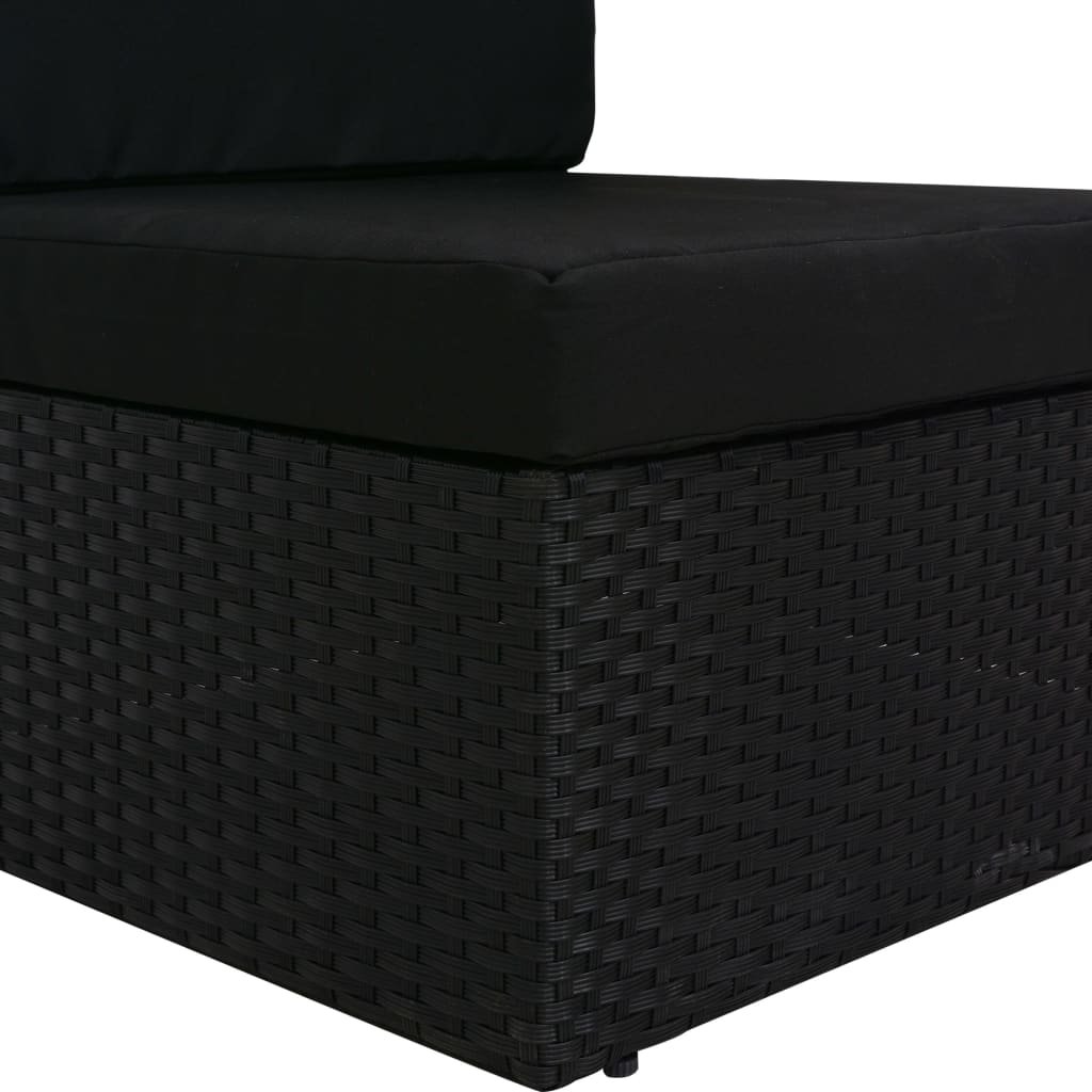 3-Delige Loungeset Poly Rattan Zwart 1 Hoekbank (linkerarmleuning) + hoekbank (rechterarmleuning) + salontafel