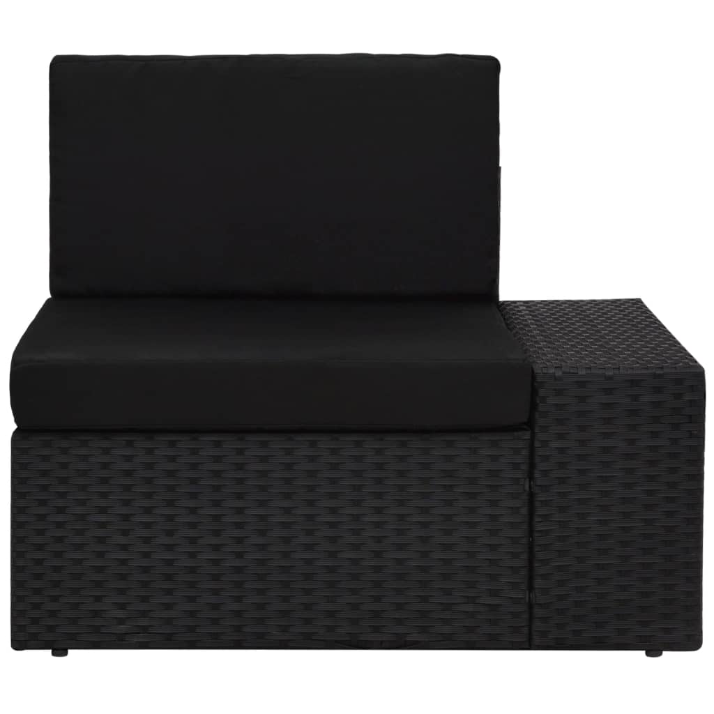 3-Delige Loungeset Poly Rattan Zwart 1 Hoekbank (linkerarmleuning) + hoekbank (rechterarmleuning) + salontafel