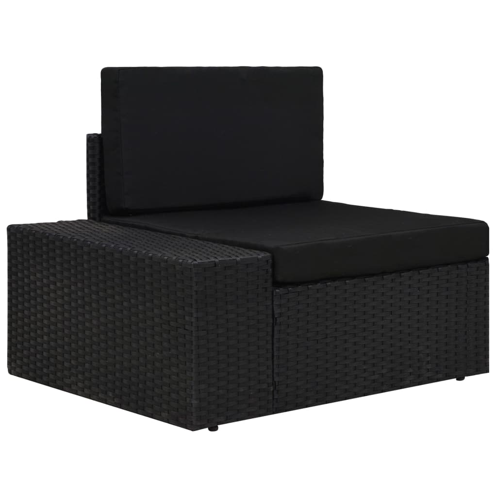3-Delige Loungeset Poly Rattan Zwart 1 Hoekbank (linkerarmleuning) + hoekbank (rechterarmleuning) + salontafel
