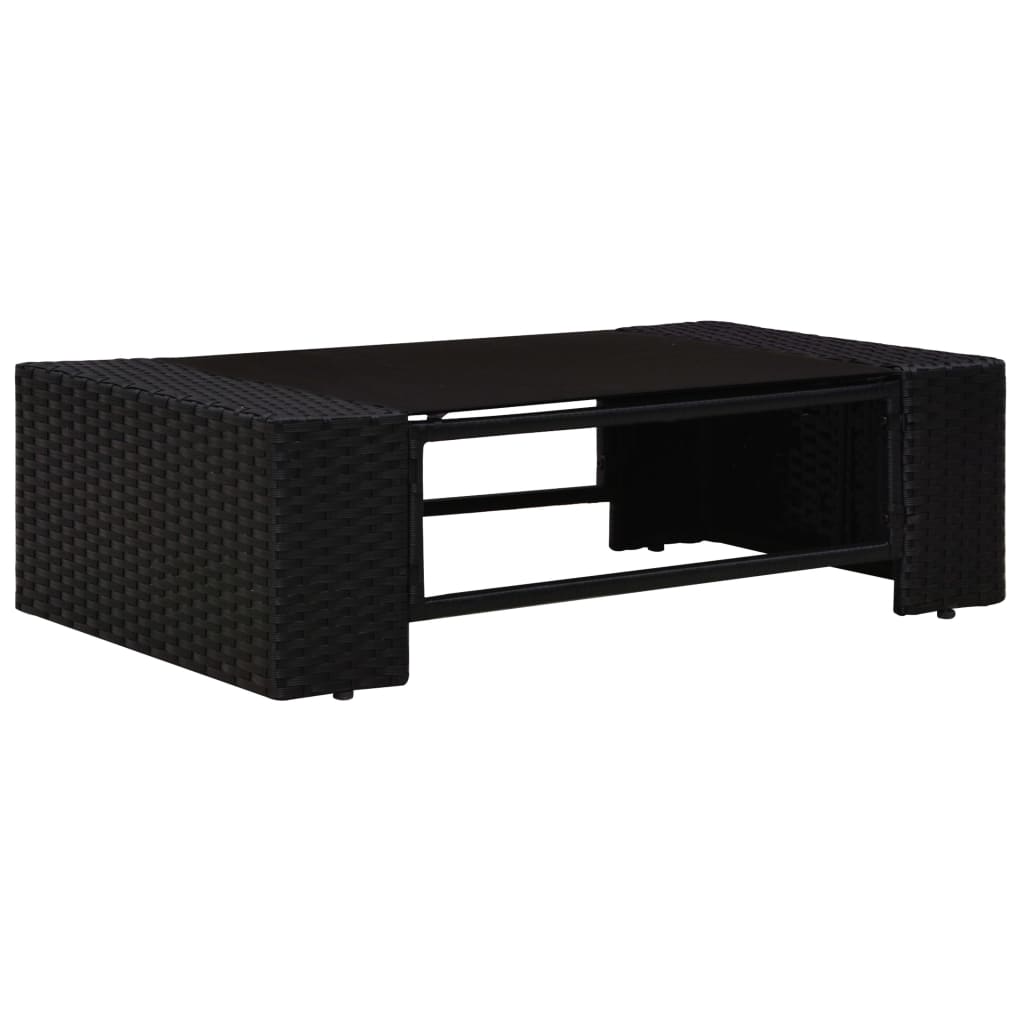 3-Delige Loungeset Poly Rattan Zwart 1 Hoekbank (linkerarmleuning) + hoekbank (rechterarmleuning) + salontafel