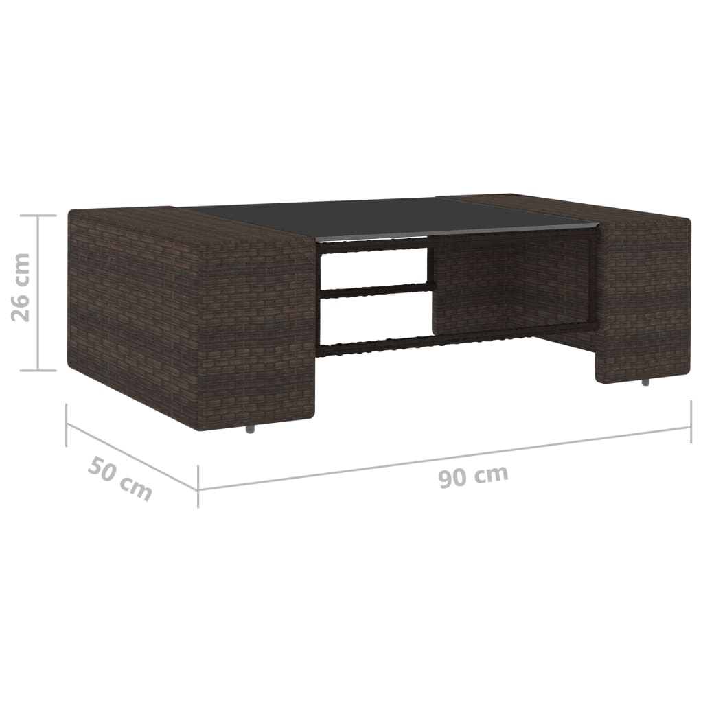 2-Delige Loungeset Poly Rattan Bruin 1 Middenbank + salontafel