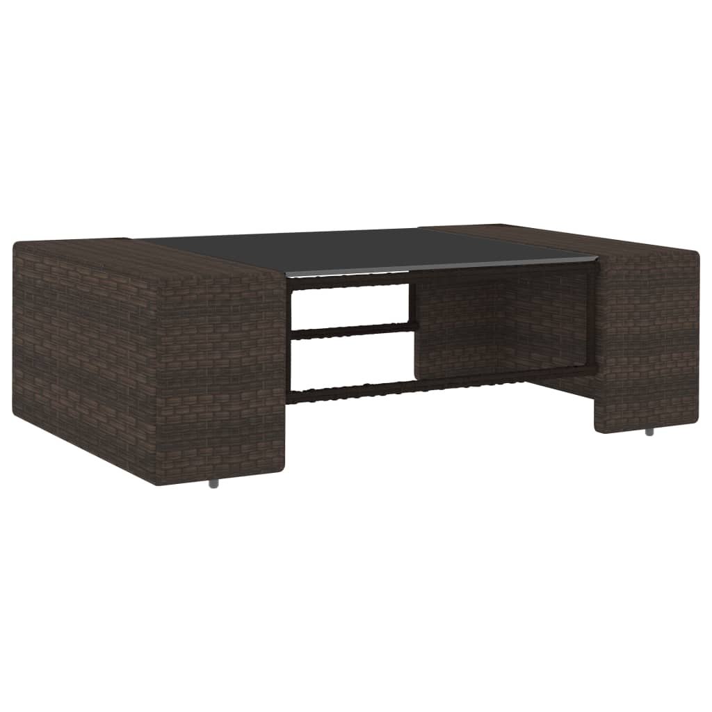 2-Delige Loungeset Poly Rattan Bruin 1 Middenbank + salontafel