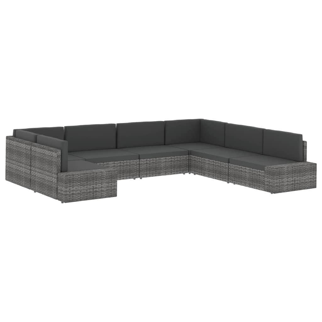 Tweezitsbank sectioneel poly rattan bruin