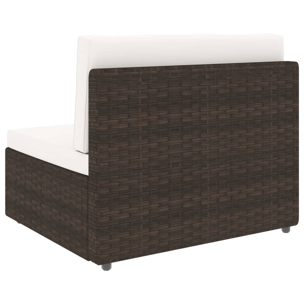 Tweezitsbank sectioneel poly rattan bruin