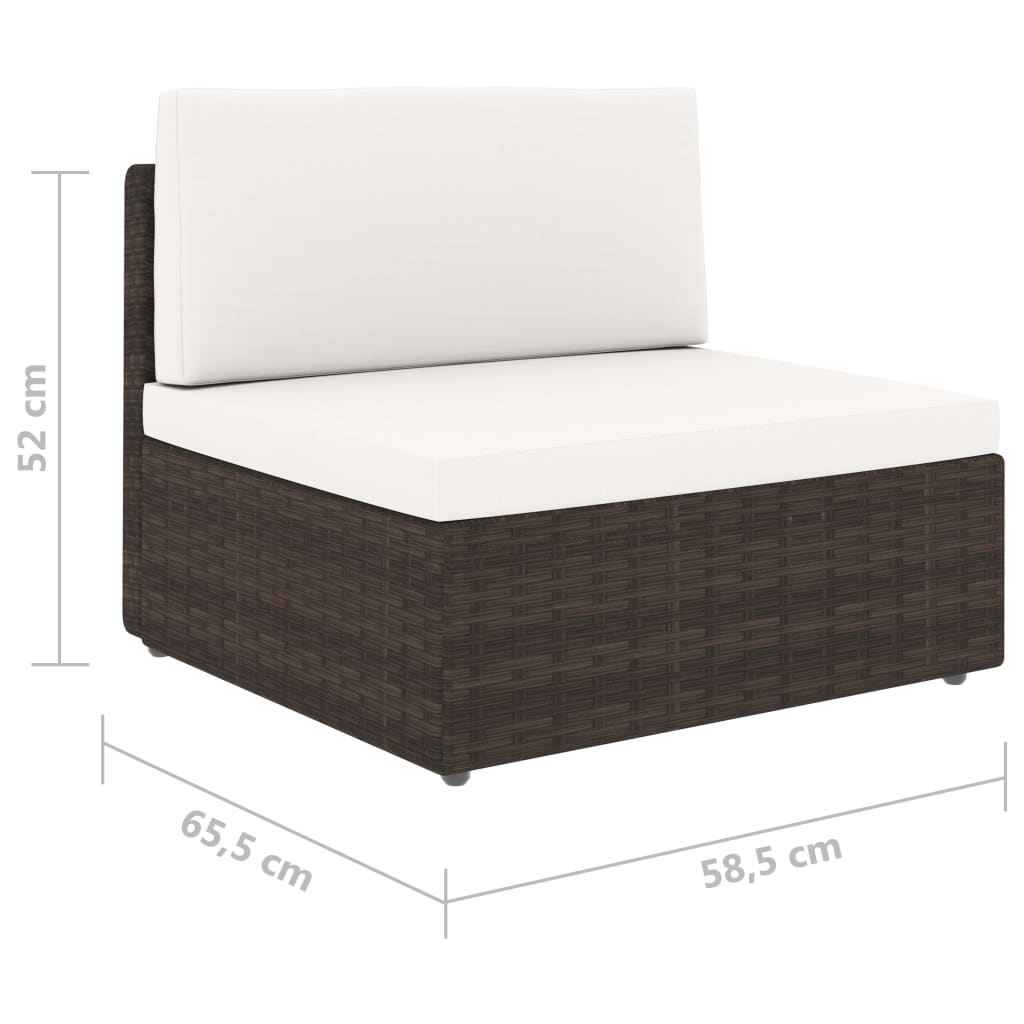 Tweezitsbank sectioneel poly rattan bruin