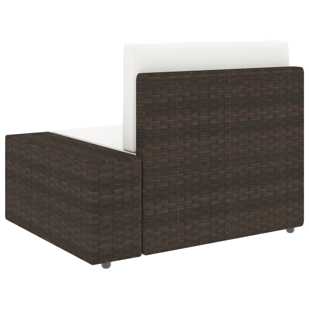 Driezitsbank Sectioneel Poly Rattan Bruin 1 Hoekbank (linkerarmleuning) + hoekbank (rechterarmleuning) + middenbank