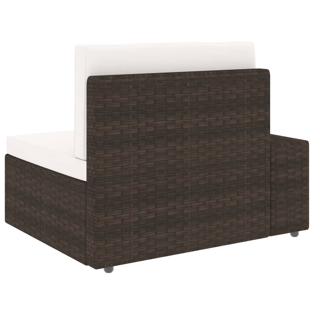 3-Delige Loungeset Poly Rattan Bruin 1 Hoekbank (linkerarmleuning) + hoekbank (rechterarmleuning) + salontafel