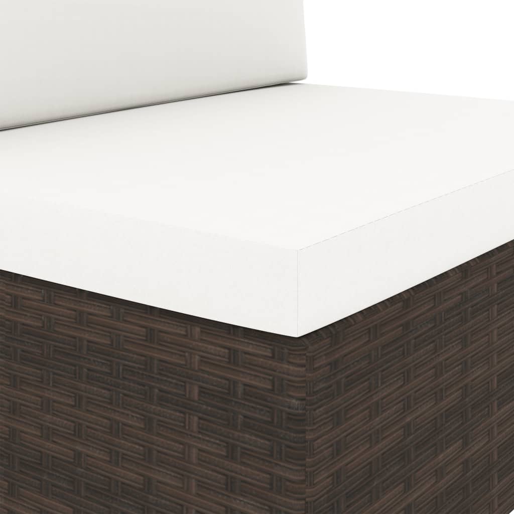 3-Delige Loungeset Poly Rattan Bruin 1 Hoekbank (linkerarmleuning) + hoekbank (rechterarmleuning) + salontafel