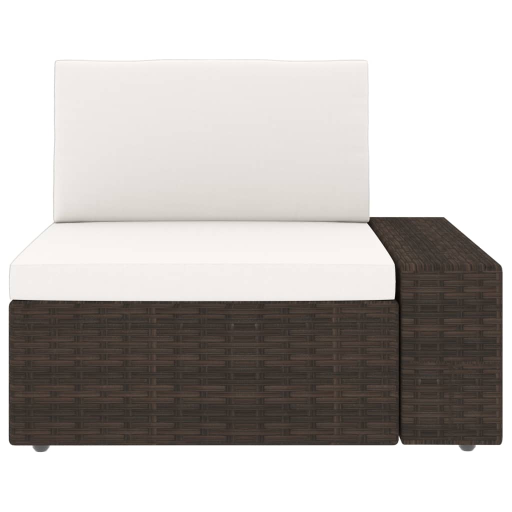 3-Delige Loungeset Poly Rattan Bruin 1 Hoekbank (linkerarmleuning) + hoekbank (rechterarmleuning) + salontafel