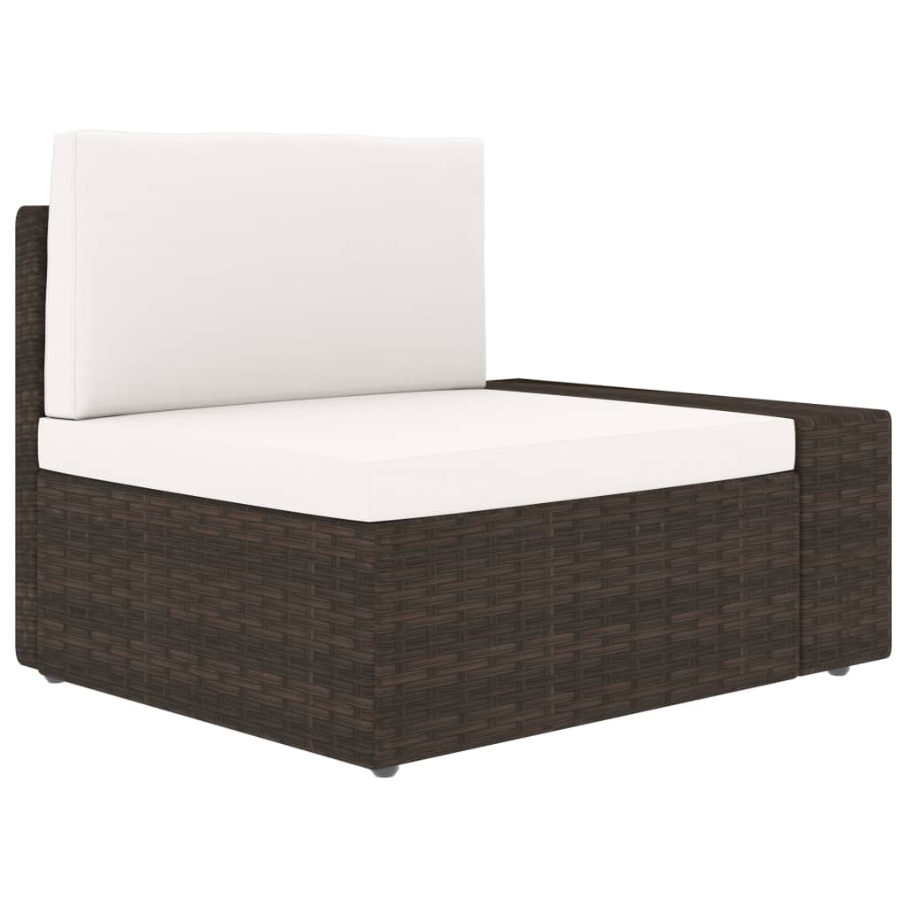 3-Delige Loungeset Poly Rattan Bruin 1 Hoekbank (linkerarmleuning) + hoekbank (rechterarmleuning) + salontafel