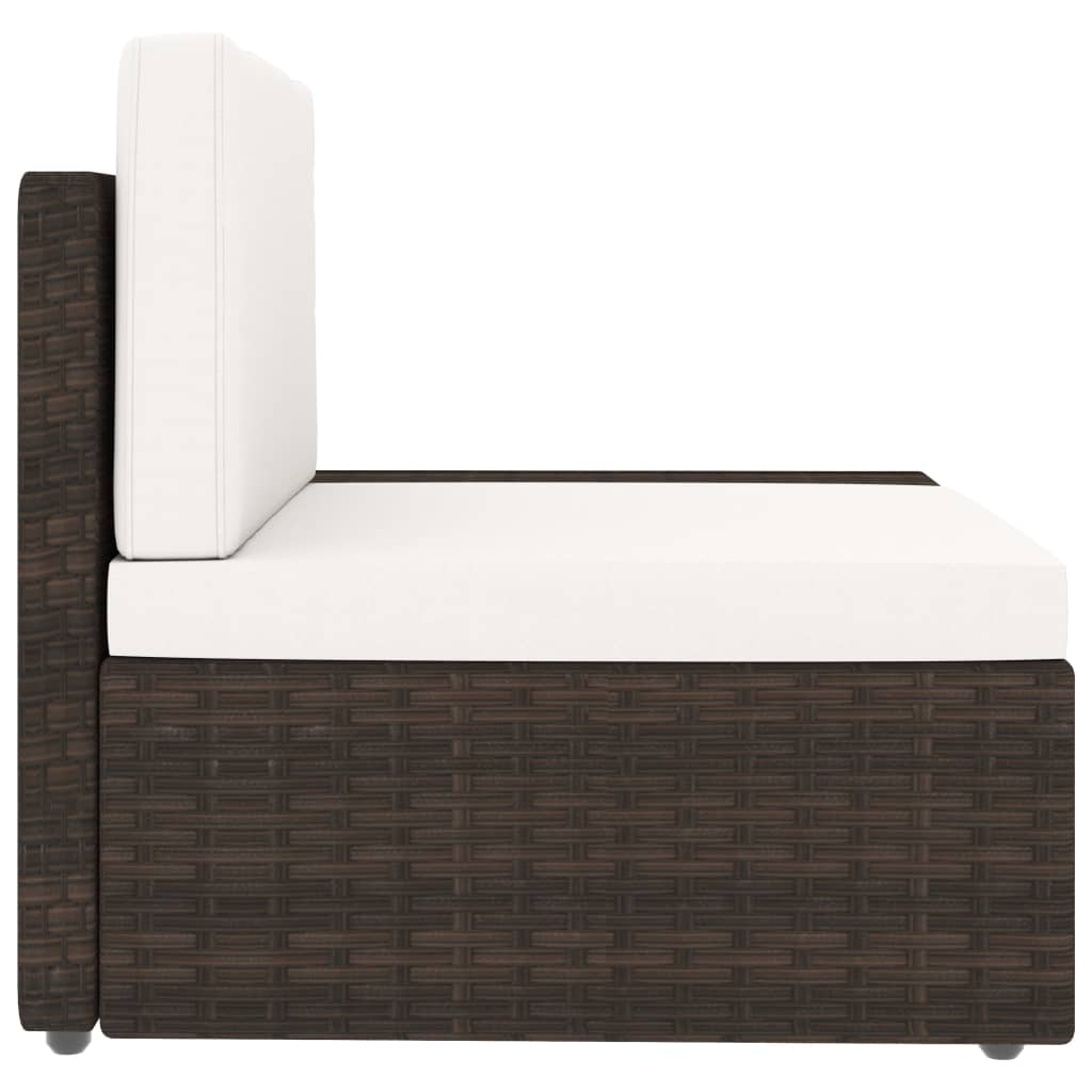 3-Delige Loungeset Poly Rattan Bruin 1 Hoekbank (linkerarmleuning) + hoekbank (rechterarmleuning) + salontafel