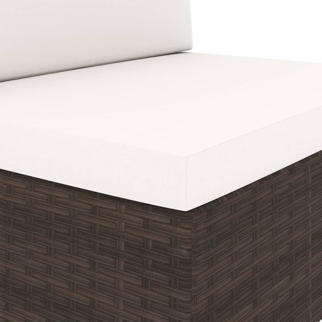 3-Delige Loungeset Poly Rattan Bruin 1 Hoekbank (linkerarmleuning) + hoekbank (rechterarmleuning) + salontafel