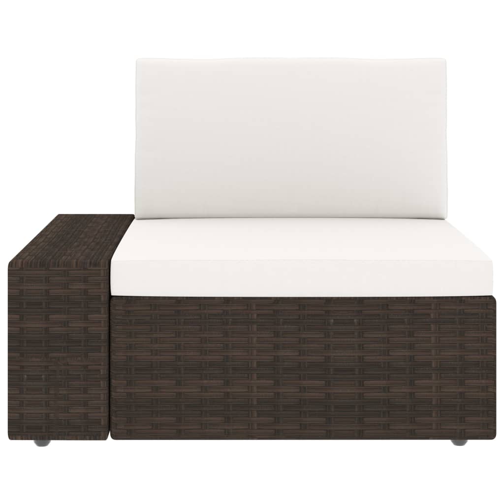 3-Delige Loungeset Poly Rattan Bruin 1 Hoekbank (linkerarmleuning) + hoekbank (rechterarmleuning) + salontafel