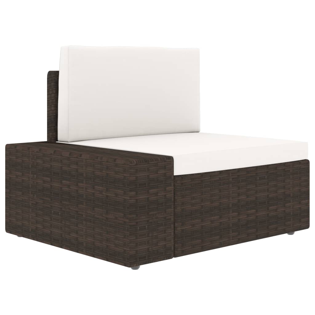 3-Delige Loungeset Poly Rattan Bruin 1 Hoekbank (linkerarmleuning) + hoekbank (rechterarmleuning) + salontafel