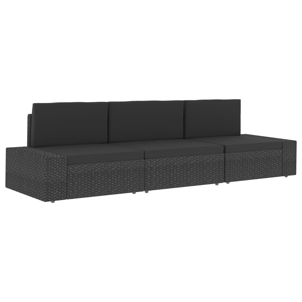 Middenbank sectioneel poly rattan grijs