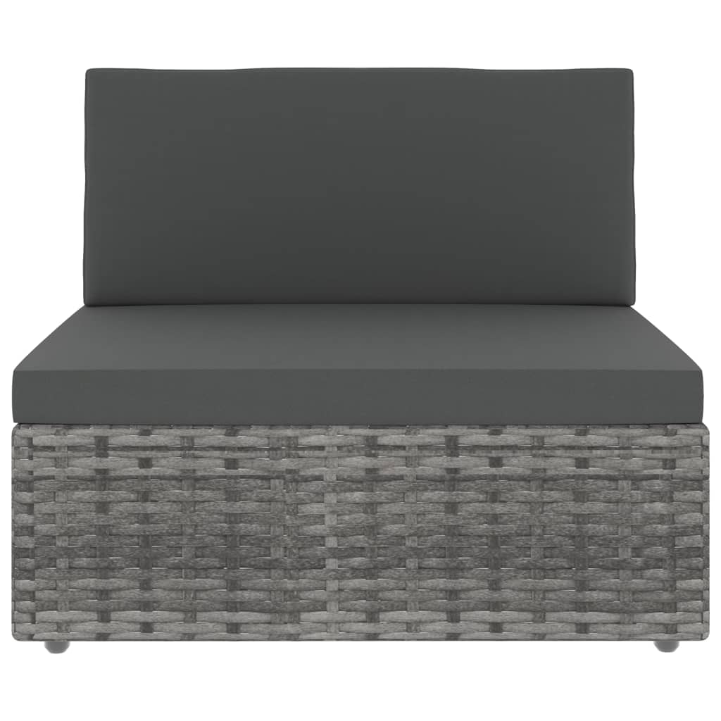 Middenbank sectioneel poly rattan grijs