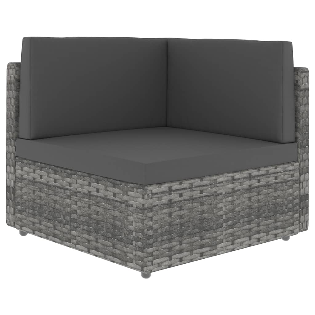 Hoekbank sectioneel poly rattan grijs