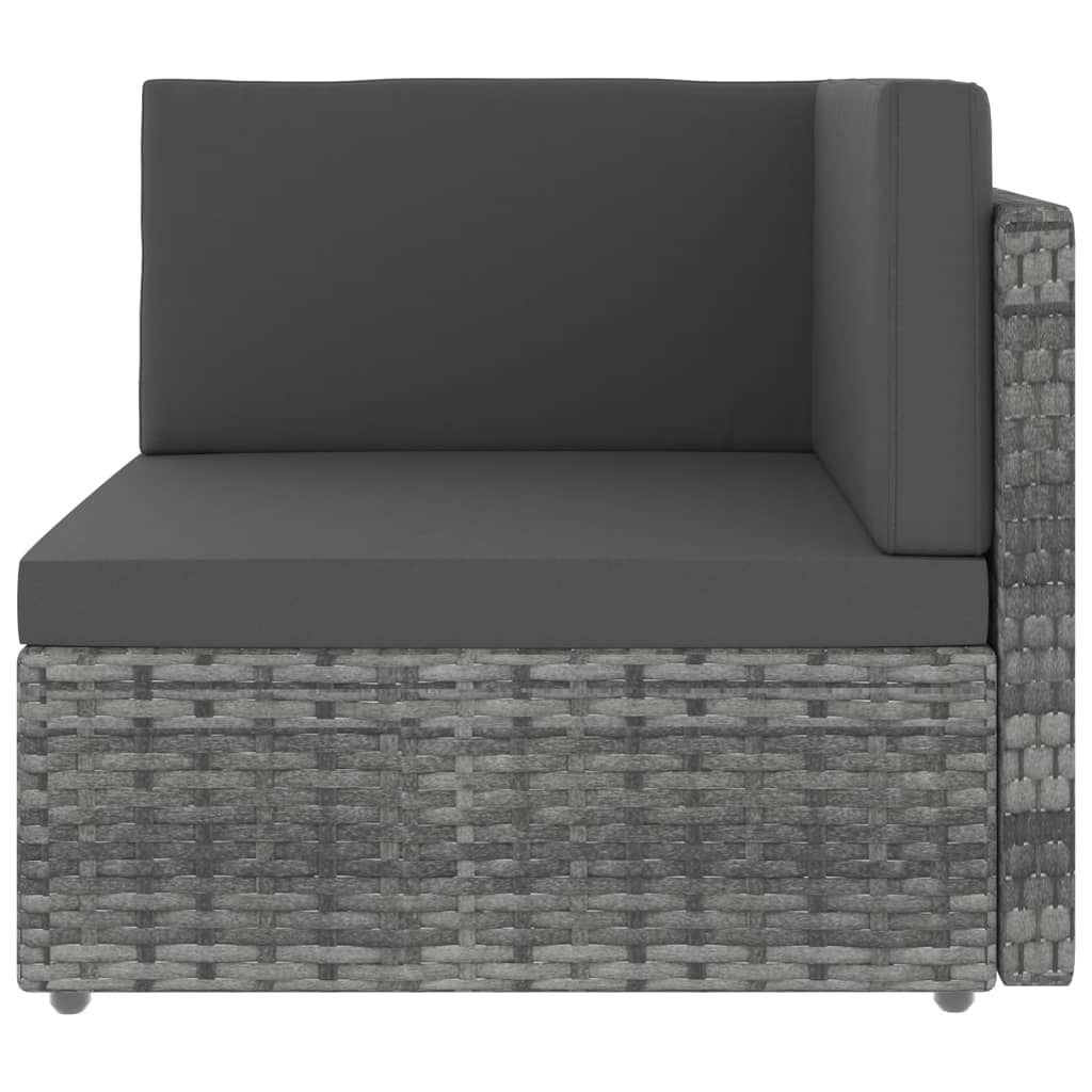 Hoekbank sectioneel poly rattan grijs