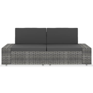 Tweezitsbank Sectioneel Poly Rattan Grijs 1 Hoekbank (linkerarmleuning) + hoekbank (rechterarmleuning)