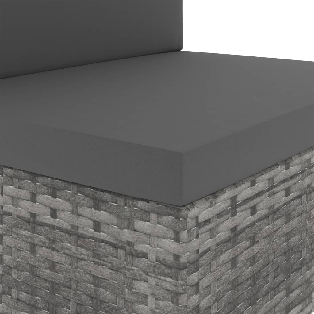 Driezitsbank sectioneel poly rattan grijs