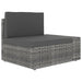 Driezitsbank sectioneel poly rattan grijs