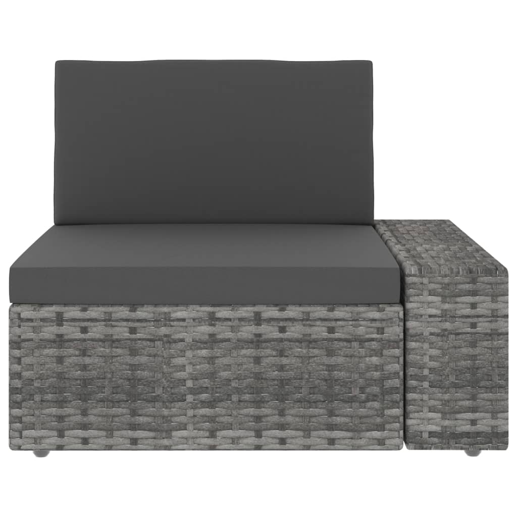 Driezitsbank sectioneel poly rattan grijs