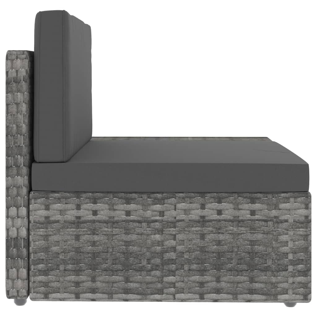 Driezitsbank sectioneel poly rattan grijs