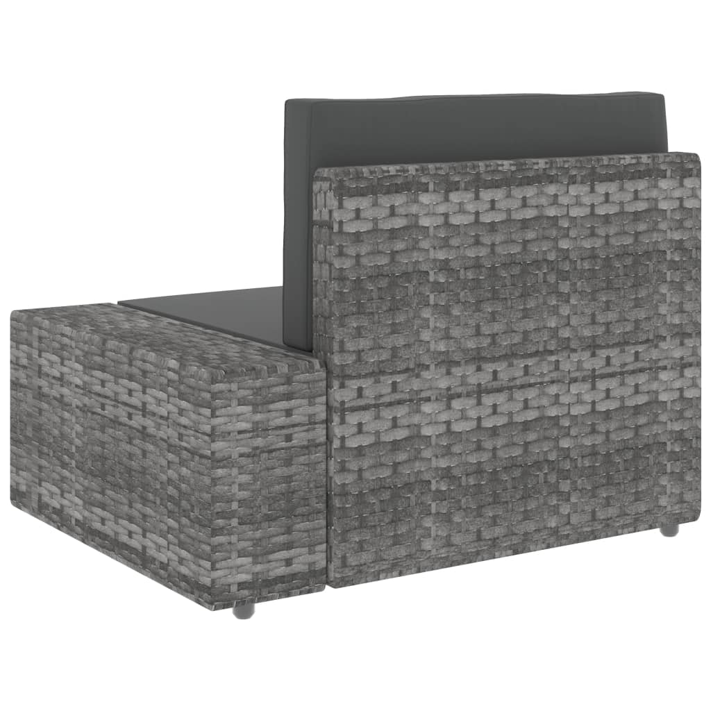 Driezitsbank sectioneel poly rattan grijs