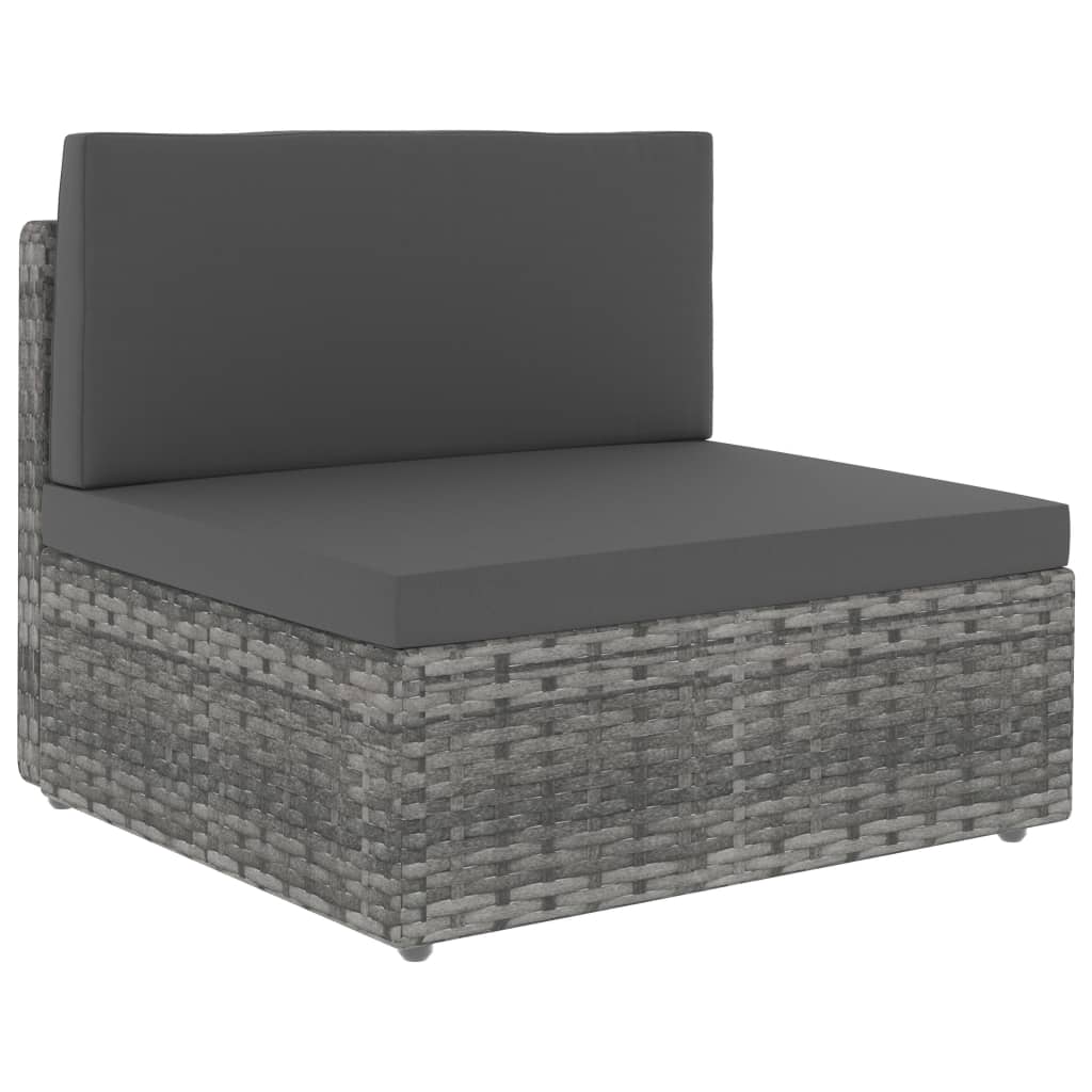 Driezitsbank sectioneel poly rattan grijs