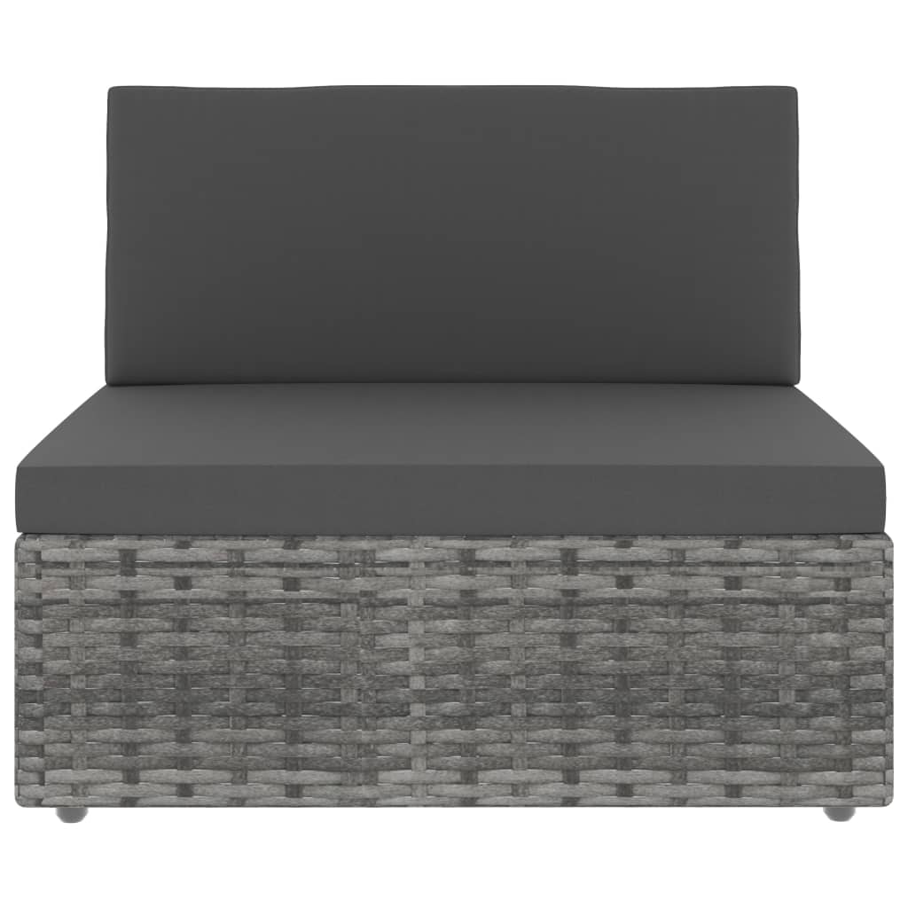 Driezitsbank sectioneel poly rattan grijs