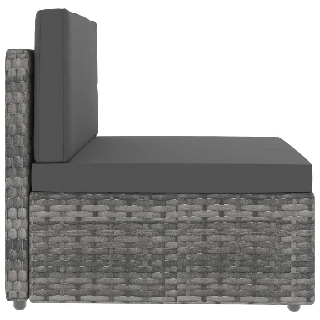Driezitsbank sectioneel poly rattan grijs