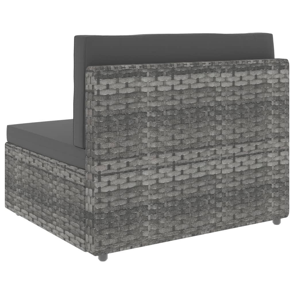 Driezitsbank sectioneel poly rattan grijs