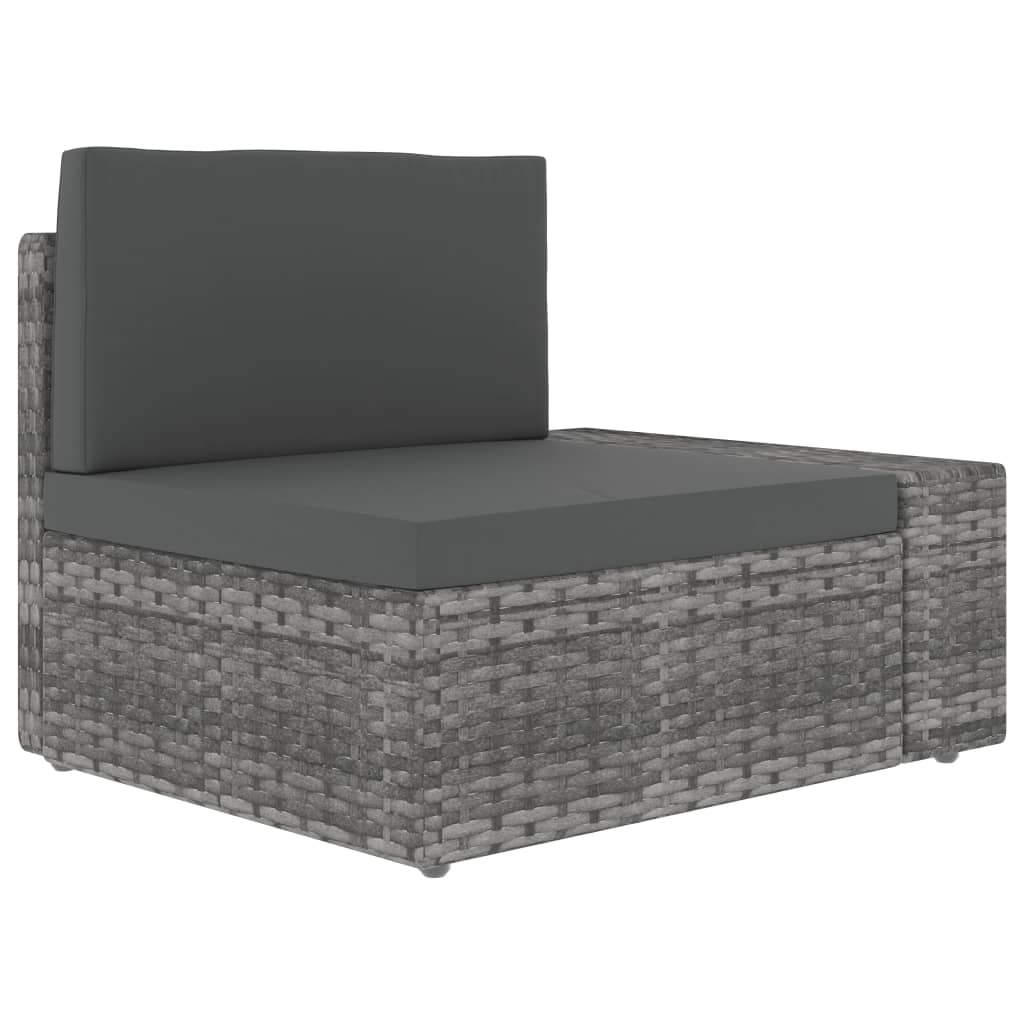 3-Delige Loungeset Poly Rattan Grijs 1 Hoekbank (linkerarmleuning) + hoekbank (rechterarmleuning) + salontafel